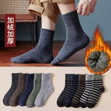 Winter Men 100% Wool Cashmere 5 Pairs  Socks Thicken Warm Soft Casual Socks 2024