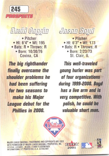 2001 Ultra #245 Jason Boyd / Dave Coggin - Picture 2 of 2