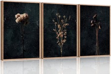 TOARTi Moody Dark Orange Floral Framed Canvas...