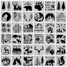 36 Pieces Forest Animal Stencils for Painting on Wood 5.1 x inches, White