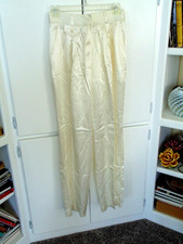 New True Vintage White Satin Slacks Pleated Disco Pants Trousers Womens 26 x 30