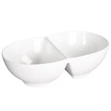 Creative Home Chip and Dip Bowl Set, Ceramic Divider Bowl, Plate, 1.55-Quart ...