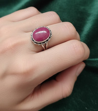 RUBY Gemstone Band Ring Size 925 Sterling Silver