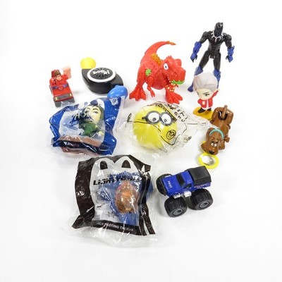 Lot of 10 Small Toys Including BopIt, Scooby, Black Panther, T-Rex, Minions, etc