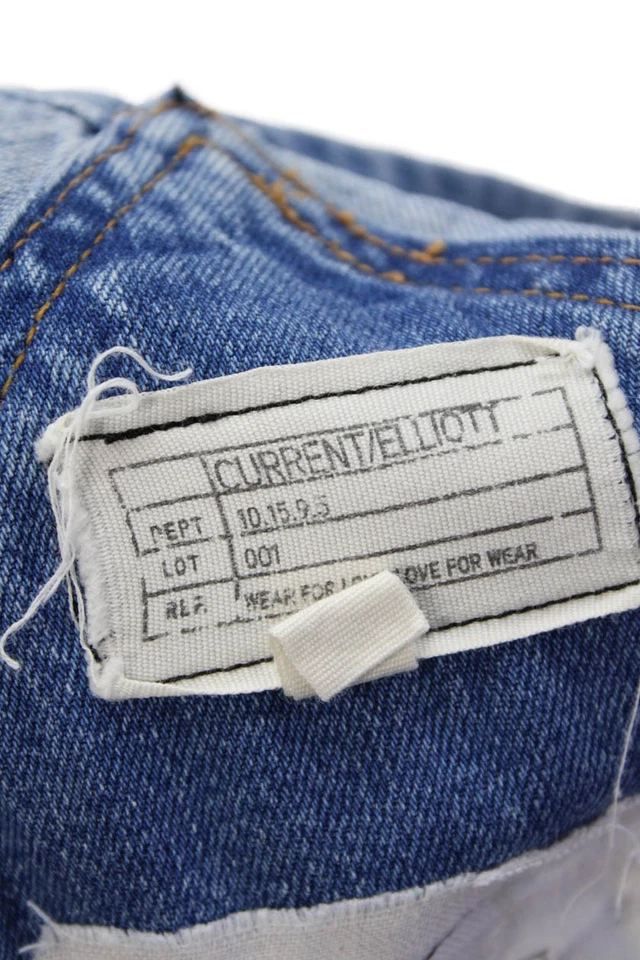 Mono vaquero desgastado cuello cuadrado azul talla 0 Current/Elliott para mujer Foto 4 de 4