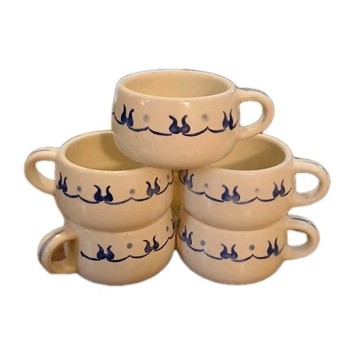 Vtg Metlox Poppytrail Provincial Blue Coffee Cup Mug California Pottery 6oz x5