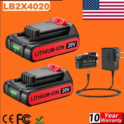 FOR Black&Decker 20V MAX Pack 8.0Ah 20Volt LB2X4020 Battery Lithium LBXR20 LBX20