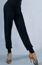 Ballroom Latin Practice Pants Size XS Women's Black With Leopard Back Pockets