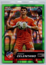 2023 Topps cromo MLS Roman Celentano refractor de lava verde neón/99 radiocontrol