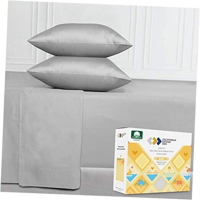  400 Thread Count 4 PC 100% Cotton Sheets - Light Grey Long King Light Gray