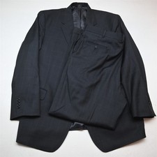 Jos A Bank 50L 42x34 Gray Windowpane 100 Wool Mens Jacket Pants Suit