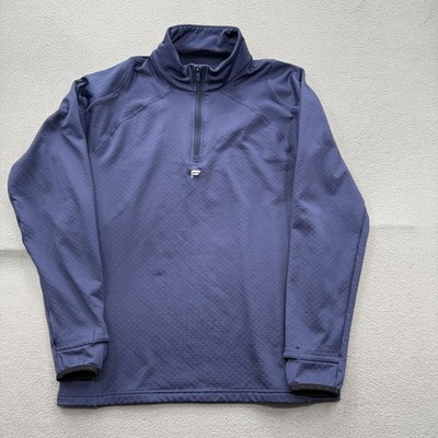 Fabletics Pullover Mens Large Blue Quarter Zip Long Sleeve Athletic Running Top