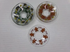 Vintage Taper Candle Wax Drip Skirt Glass Christmas Bobeches Collar 10 Rare