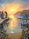 Pete Rumney Painting The Harbour Of Golden Dreams Hand-painted Fishing Artwork