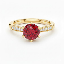 Anello Anniversario Diamante Rubino Rosso Certificato Naturale Mogok Oro 14K ...