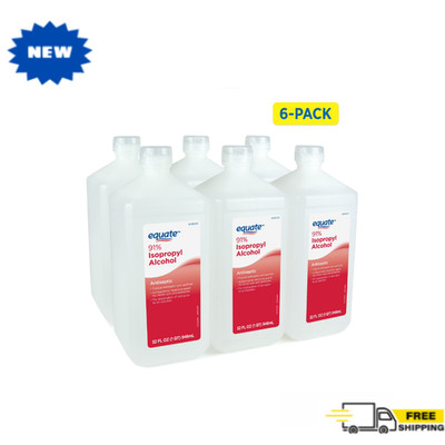 Equate 91% Isopropyl Alcohol Antiseptic Liquid, 6 PACK, (6 x 32 fl oz) Free Ship