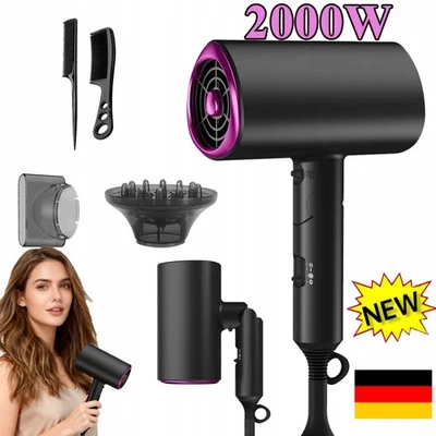 MARKENLOS 2000W Ionen Föhn Klappbar Reiseföhn Haartrockner mit Diffusor Haarpflege DE