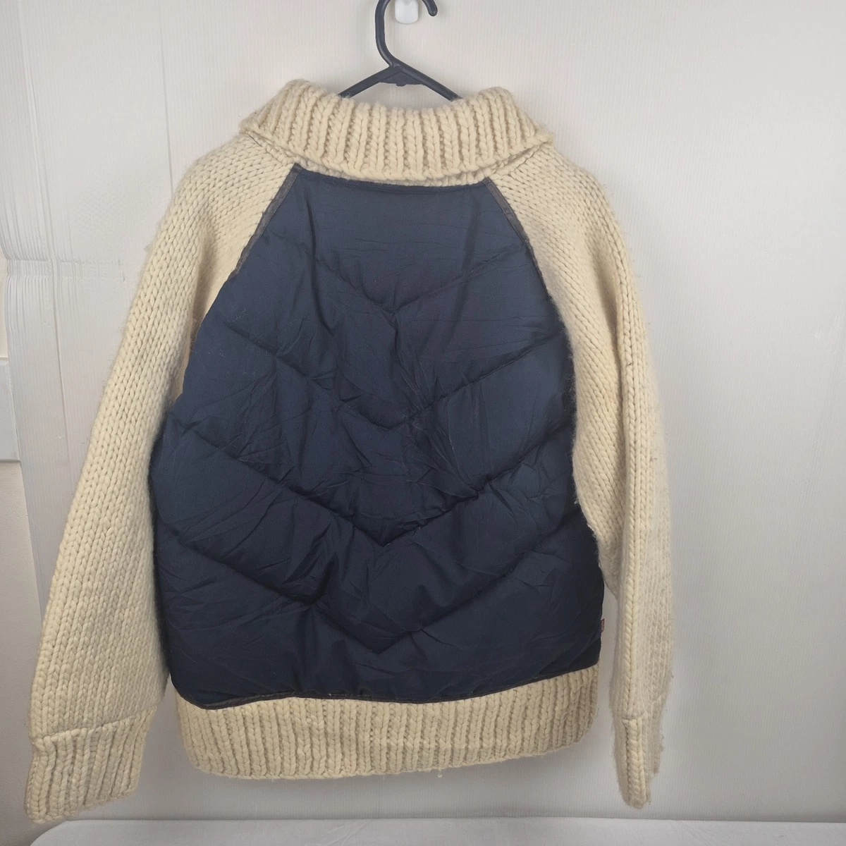 Vintage Levis 70753 Knit Puffer Jacket Hybrid Cowichan Down Coat Unisex Large