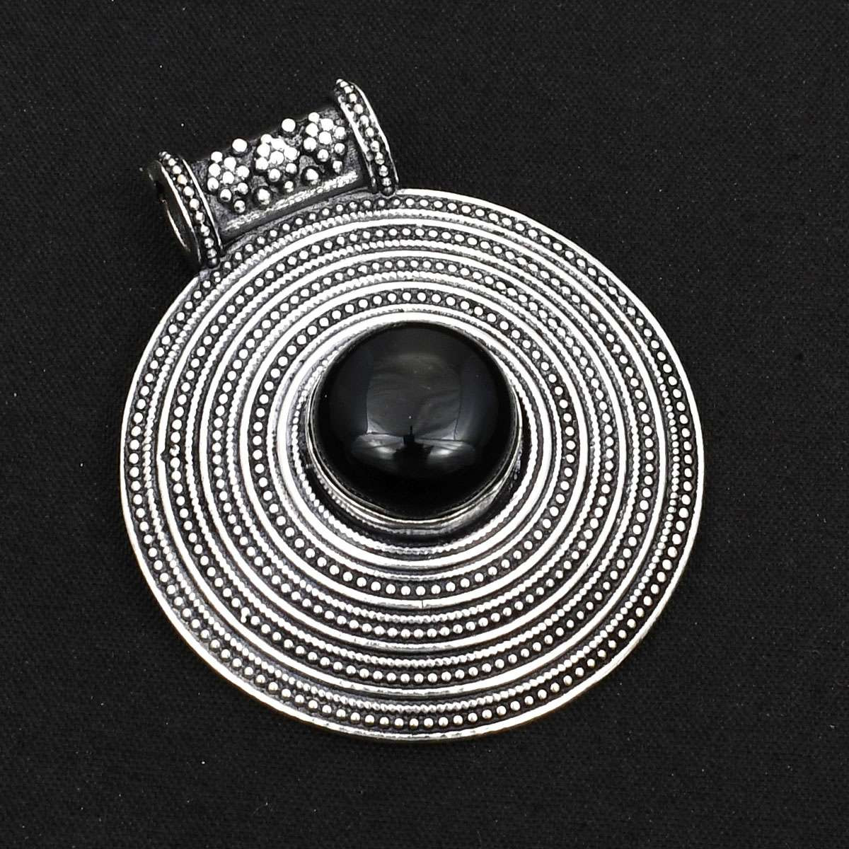 Black Onyx Gemstone Handmade Ethnic Pendant Jewelry Gift For Women 1.88 Inch AP 78700