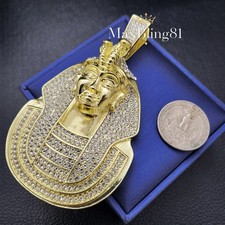 HIP HOP ICED LARGE EGYPTIAN PHARAOH KING TUT CZ LARGE CHARM PENDANT GOLD PLATED