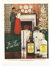 1959 Fleischmann's Whiskey Gin Vintage Print Ad White Flock Christmas Tree Decor