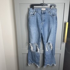 Free People  We The Free  Distressed Button Fly Jeans Women's Size 30 Straight L