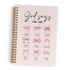Pink Christian God Says You Are Beautiful Spiral Notebook, Pink Bow Multi Color