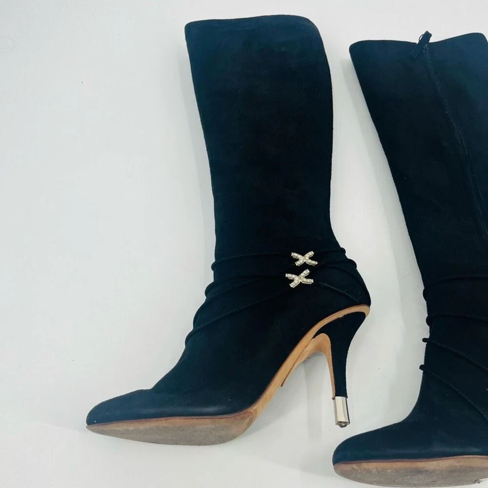 Botas hasta la rodilla con tacón de cuero gamuza diseño Giuseppe Zanotti para mujer talla 38,5 Foto 3 de 4