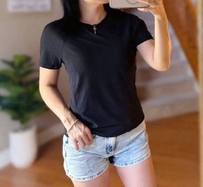 Spyder Womens Short Sleeve Active Tee Black M L  XL Ribbed  3D Seam Raglan