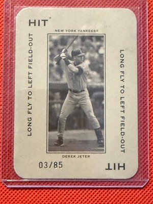 2005 Donruss Throwback #PG-88 Derek Jeter HIT Long Fly to Left Field - Out #/75