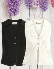 No Boundries Button Front Sweater Vest Top NW...