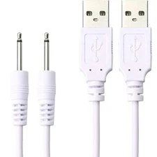 2x USB DC Charging Cable 2.5mm Charging Cord Replacement for Massager Charger
