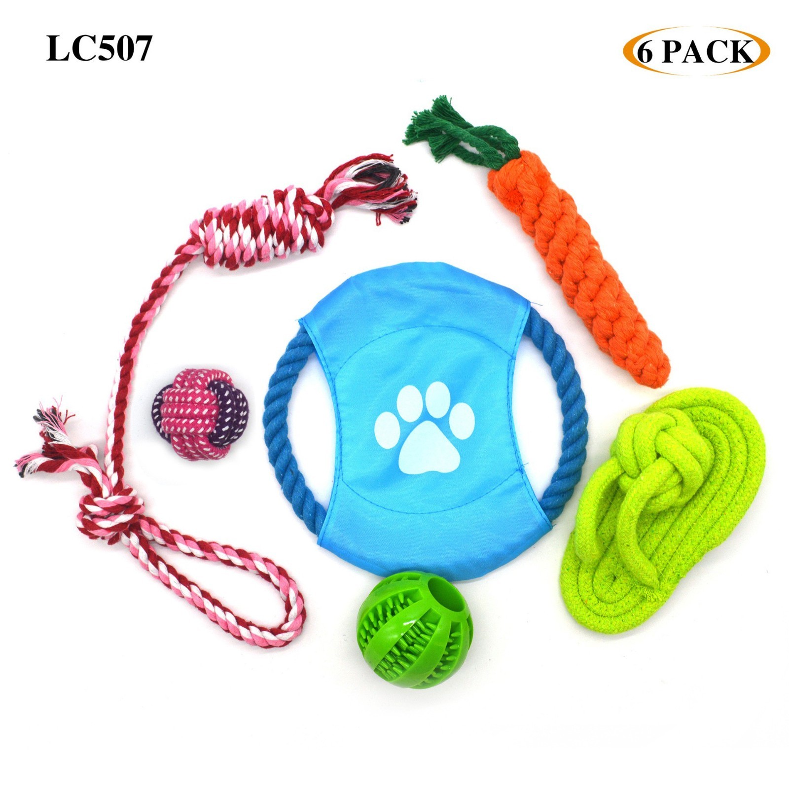 6 Pack Dog Rope Toys Braided Rope Chew Play for Aggressive Chewers lot Ball Toys