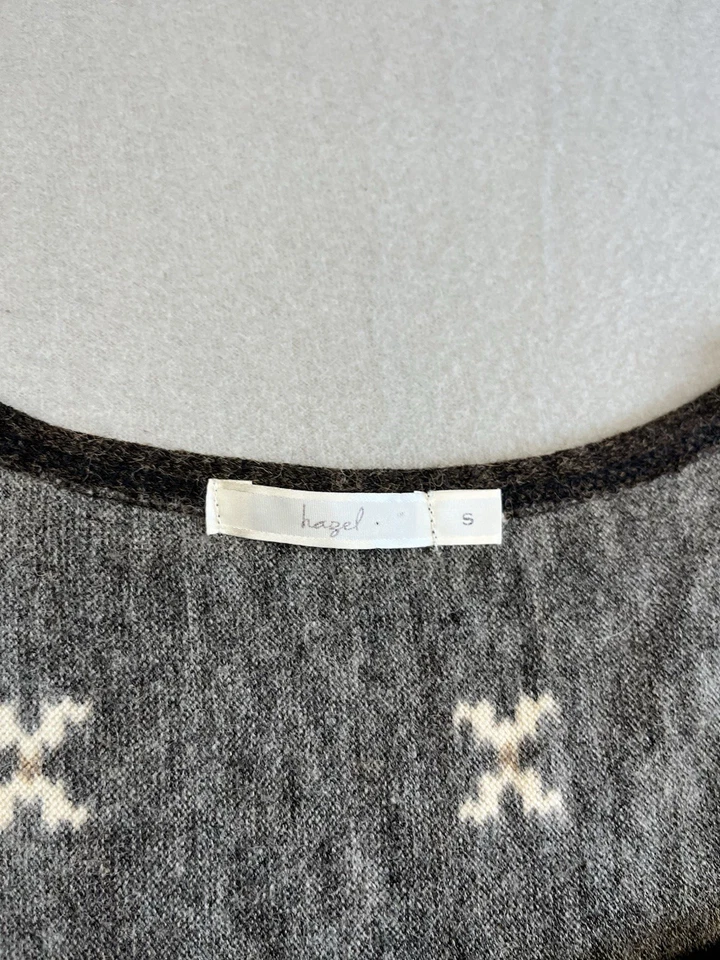 Vestido Hazel Anthropologie Talla Pequeña Marrón Cuello Cuadrado Manga Larga Mezcla Lana Foto 3 de 4