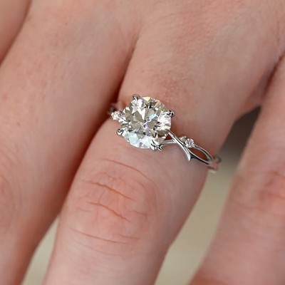 2Ct Round Cut Simulated Diamond Engagement Ring 14K White Gold Plated
