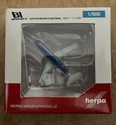 Herpa 1:500 Diecast Banff International BAC 1-11-200 N1541 Blue Ltd Edition