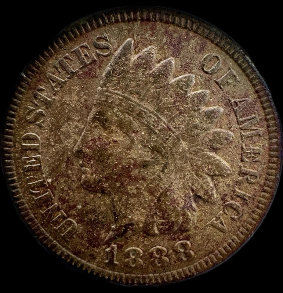 1888/7 Overdate Indian Head Cent, Snow-1 FS-301, Raw - Key Date - NO RESERVE!🪙 - Image 2 of 4