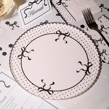 , White + Black Bow Paper Plates | 25 pcs 9 | Tying the Knot Bachelorette, Bi...