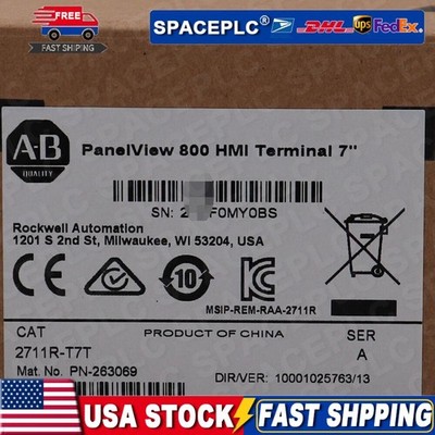 NEW PLC 2711R-T7T PANELVIEW 800 7-INCH HMI TERMINAL New AB 2711R T7T US