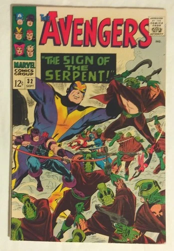 Avengers #32 1966 Vintage Marvel Comic 1st Sons of the Serpent Captain America