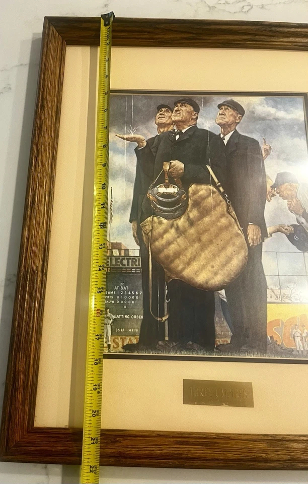Norman Rockwell Three Umpires/Bottom Of The 6th / Tuff Call, moldura de madeira fosca - Imagem 4 de 4
