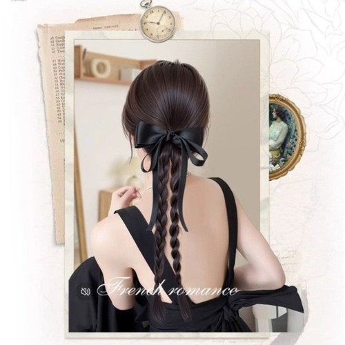 Tuch Perücke Zopf Natürlich Schwarzer Bowknot Pferdes chwanz Frauen - Picture 5 of 6