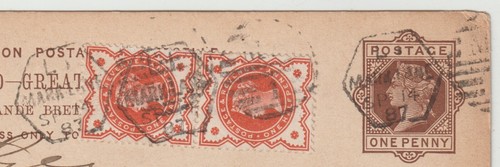 1887 1d POSTAL STATIONERY CARD UPRATED 2 x ½d MARK LANE LONDON LATE FEE GERMANY - Picture 2 of 3