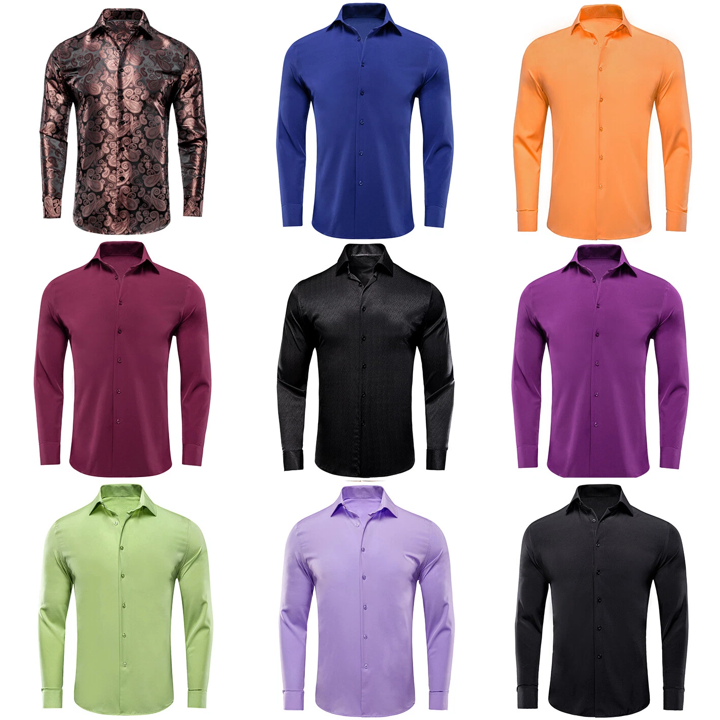 Mens Shirt Long Sleeve Dress Shirts Slim Button Down Casual