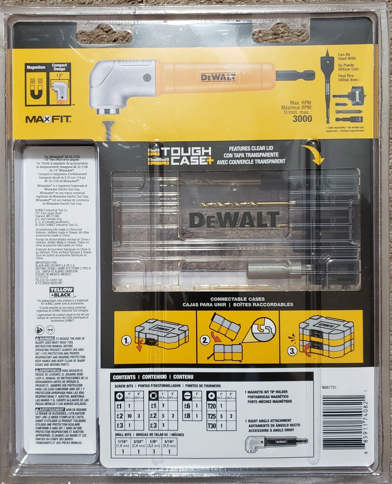 Dewalt DWAC40SETRA MAXFIT Impact 40 Piece Drive Set & Right Angle Attachment New