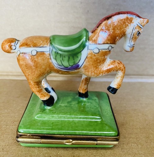 SELTENE PENSIONIERTE DIE CHINESISCHE TANG-DYNASTIE KUNST PFERD-LIMOGES TRINKET BOX 35/500! - Bild 2 von 6