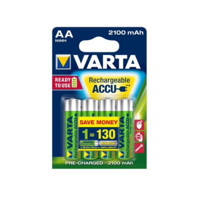 4x Varta AA Akku wiederaufladbare Mignon Batterie 1,2V 2100mAh / vorgeladen