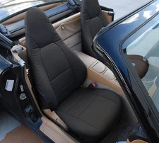 for MAZDA MIATA 2001-2005 IGGEE CUSTOM MADE FIT 2 FRONT SEAT COVERS BLACK
