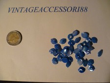 LOTTO 35 BOTTONI FOGLIA VERA MADREPERLA BLUETTE VINTAGE ANNI 80 LINEATO 16  AZ8