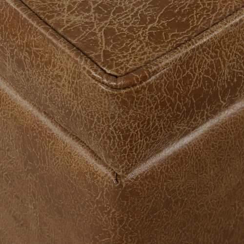 Square Tufted Storage Ottoman - Distressed Brown Faux Leather Small - Picture 6 of 12